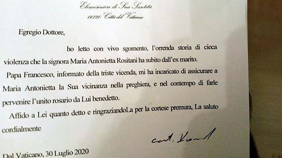 lettera papa francesco maria antonietta rositani