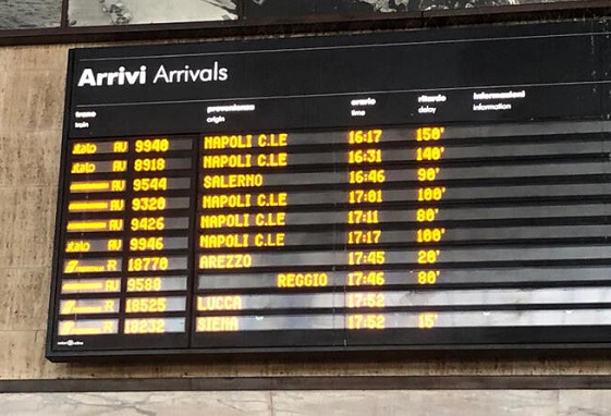 Treno Av: a Firenze persone in attesa, ritardi di 90 minuti